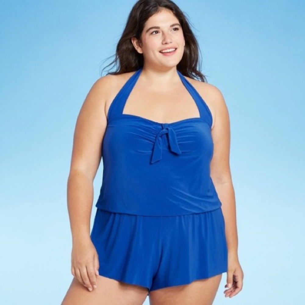Romper-style Halter Bathing Suit